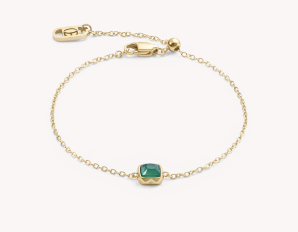 Coeur de Lion Gold Bracelet Green Agate - May